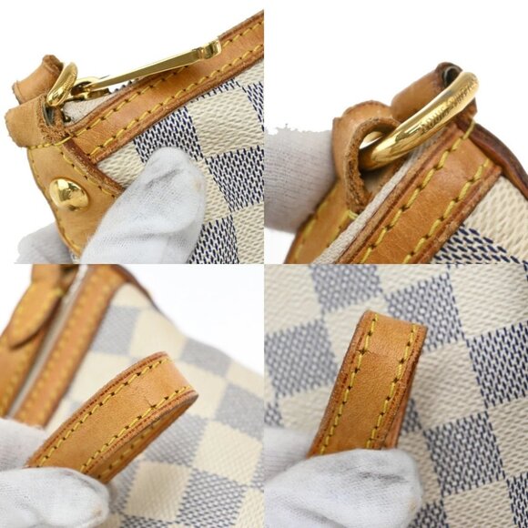 LOUIS VUITTON Siracusa PM Shoulder Bag Damier Azur Leather White - Picture 8 of 15